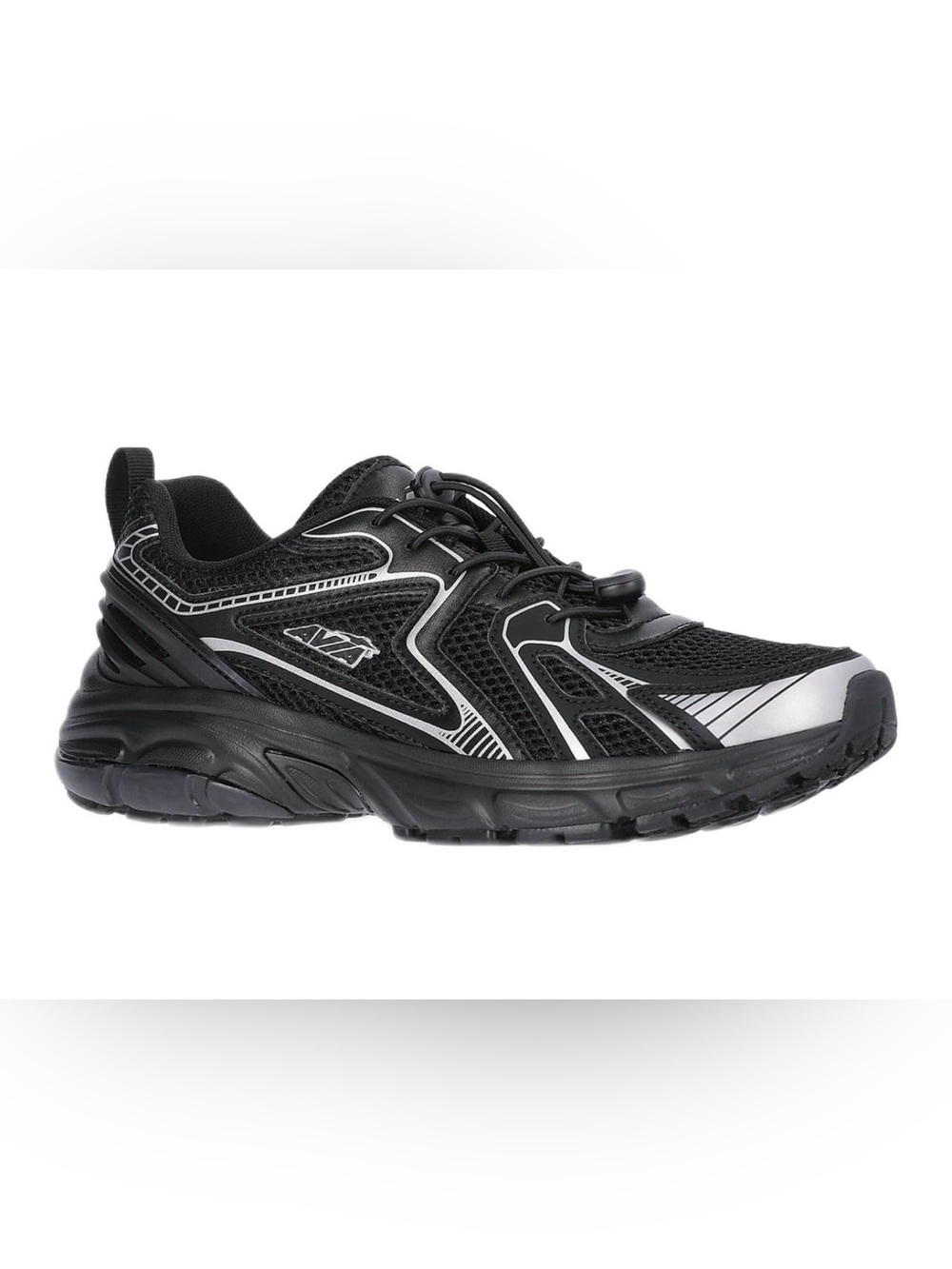 Avia Black and Silver Athletic Sneaker with Toggle Lacing